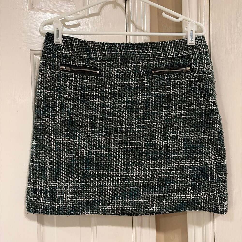 Ann Taylor LOFT Multi-Color Tweed Mini Skirt with Zipper Details